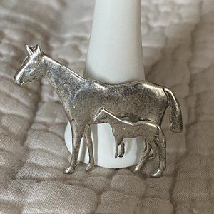 Silver Horse and Foal Pin
